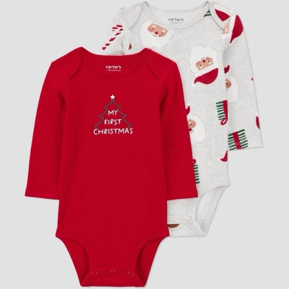Carter's nwt Just One You Baby 2pk My First Christmas Bodysuit - Red/Gray